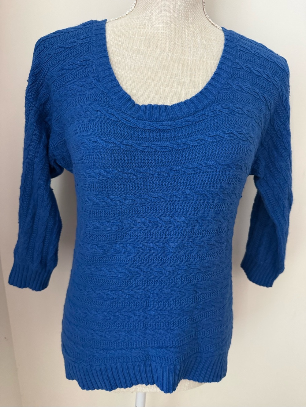 Mossimo Supply Co. Royal Blue Scoop Neck Cable Knit Sweater - Picture 5 of 9